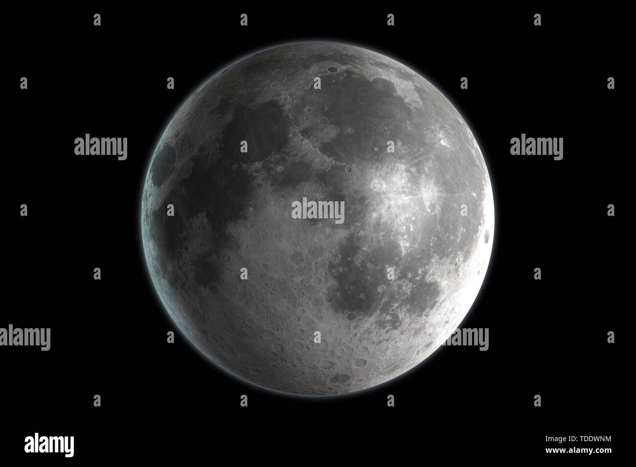 Lune réaliste dans l'espace extra-atmosphérique. Texture très détaillés. 3D Render. Banque D'Images Lune réaliste dans l'espace extra-atmosphérique. Texture très détaillés. 3D Render. Banque D'Images