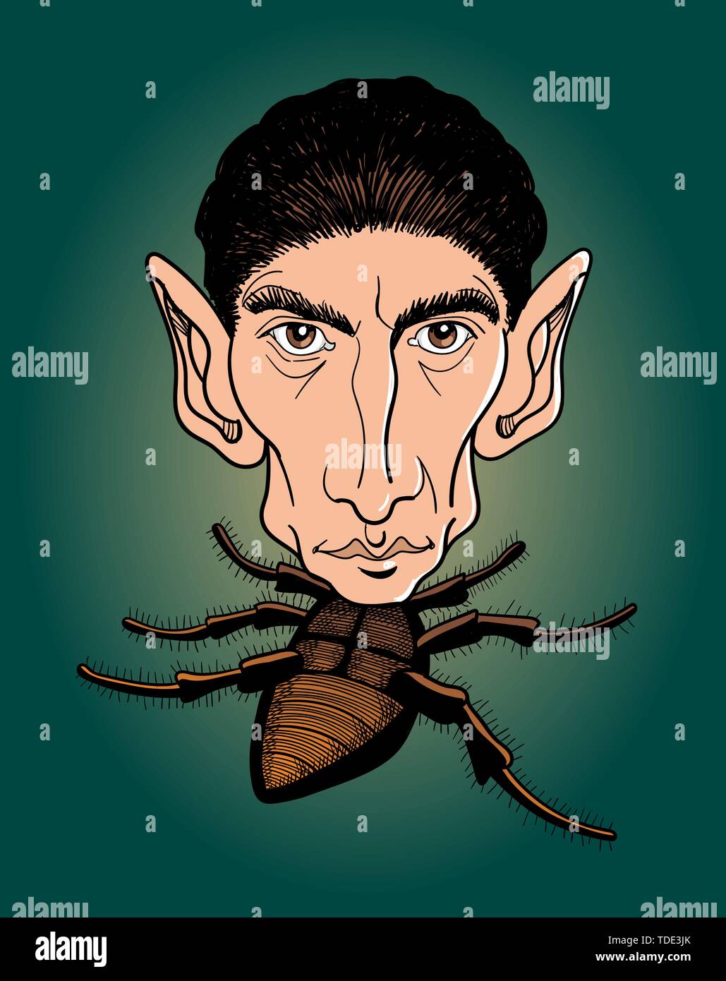 Portrait d'art de la ligne de Franz Kafka. Il était un Juif tchèque de langue allemande le romancier et nouvelliste. Vector Illustration de Vecteur