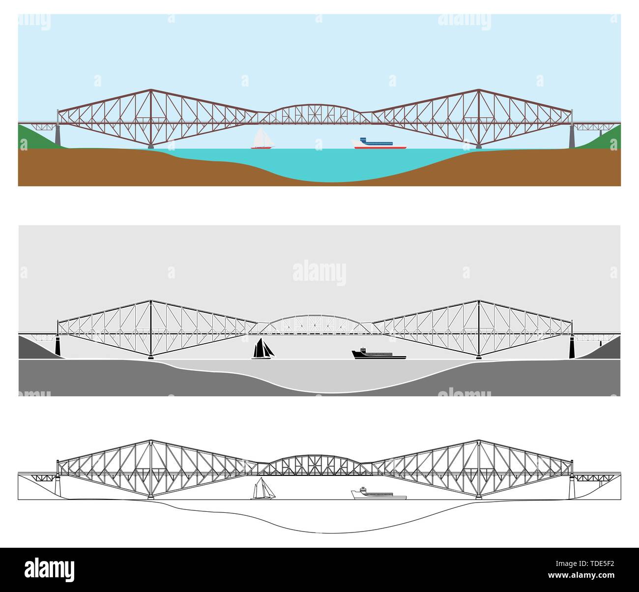 Couleur du pont de Québec et les grandes lignes seulement Illustration de Vecteur