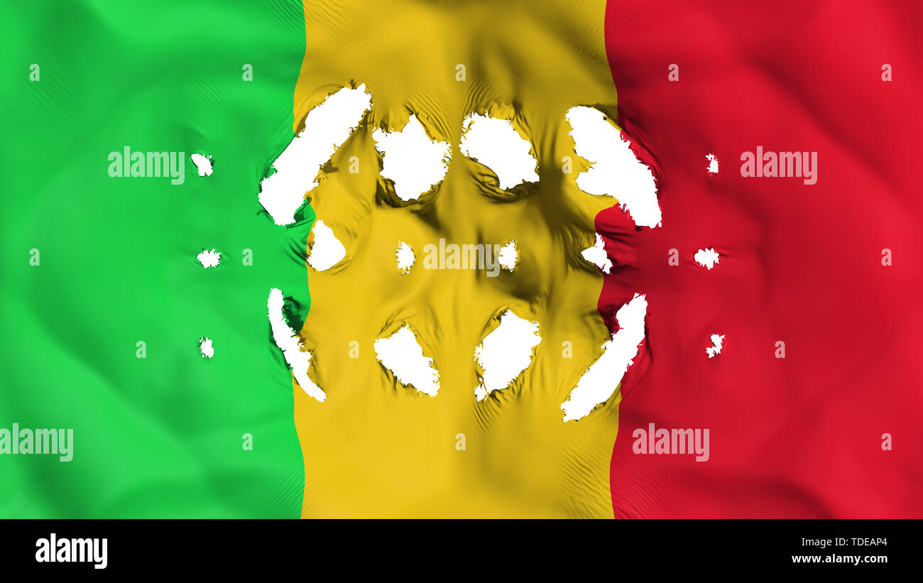 Mali drapeau avec un petits trous Banque D'Images