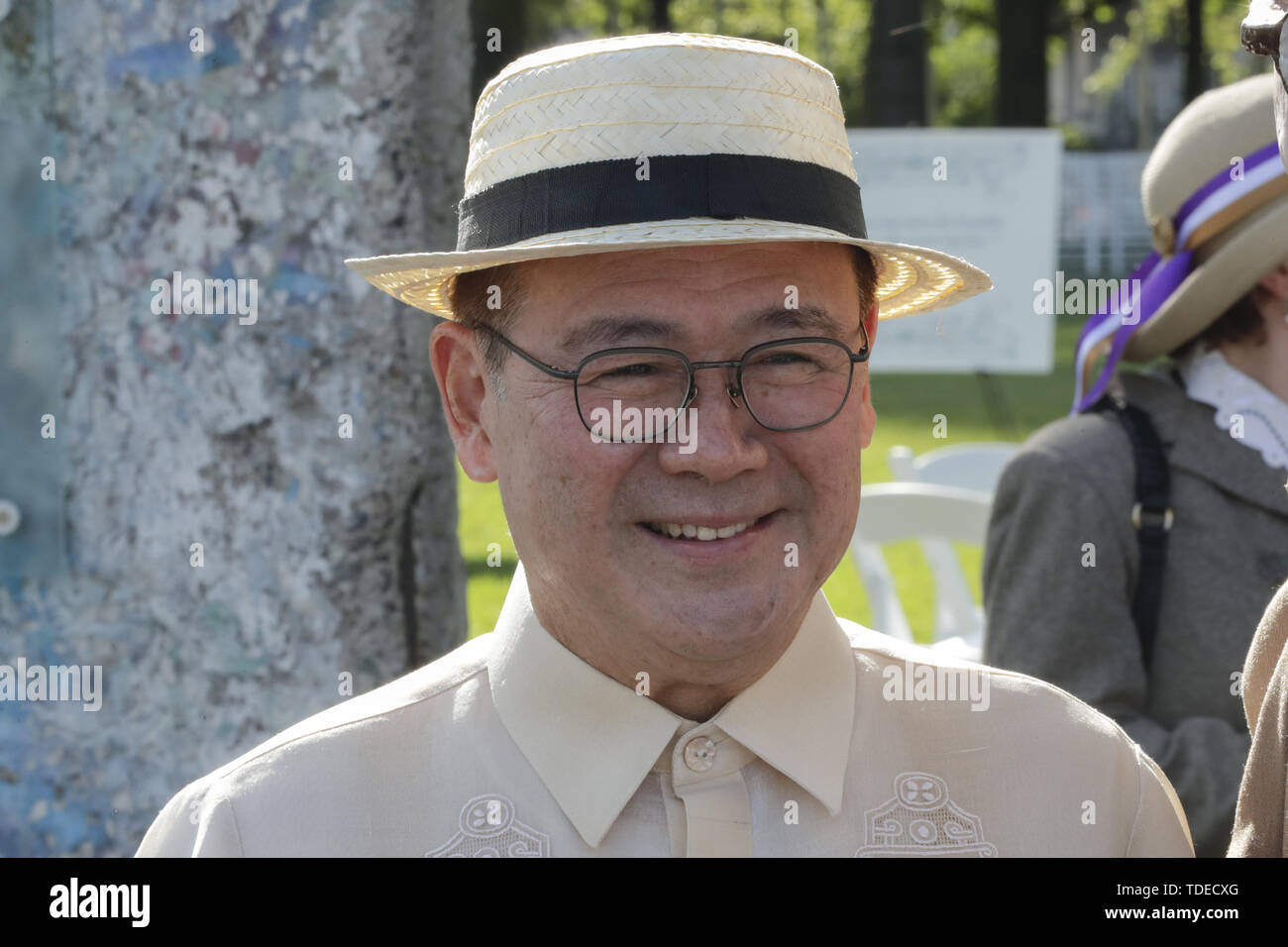 New York, NY, USA. 14 Juin, 2019. Organisation des Nations Unies, New York, USA, 15 juin 2019 - Affaires étrangères Secrétaire Teodoro Locsin Jr a eu tendance première célébration de la journée d'aujourd'hui au siège des Nations Unies à New York. Le Bloomsday Festival est une célébration annuelle de James Joyce, Ulysse, l'épopée moderniste d'événements qui ont lieu à Dublin le 16 juin 1904. Le nom est inspiré par le personnage principal Leopold Bloom.Photo : Luiz Rampelotto/EuropaNewswire.Crédit photo obligatoire. Credit : Luiz Rampelotto/ZUMA/Alamy Fil Live News Banque D'Images