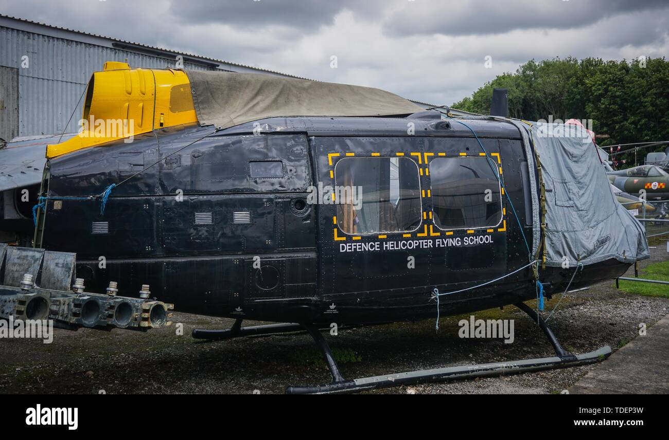 Doncaster, Royaume-Uni. 15 Juin, 2019. Une école de pilotage d'hélicoptère de la défense vu pendant la commémoration.Les visiteurs assistent à la 70e anniversaire de l'English Electric Canberra au sud du Yorkshire museum avec l'ex-air et l'équipe au sol qui ont piloté et entretenu cet emblématique des avions. Credit : Yiannis Alexopoulos SOPA/Images/ZUMA/Alamy Fil Live News Banque D'Images