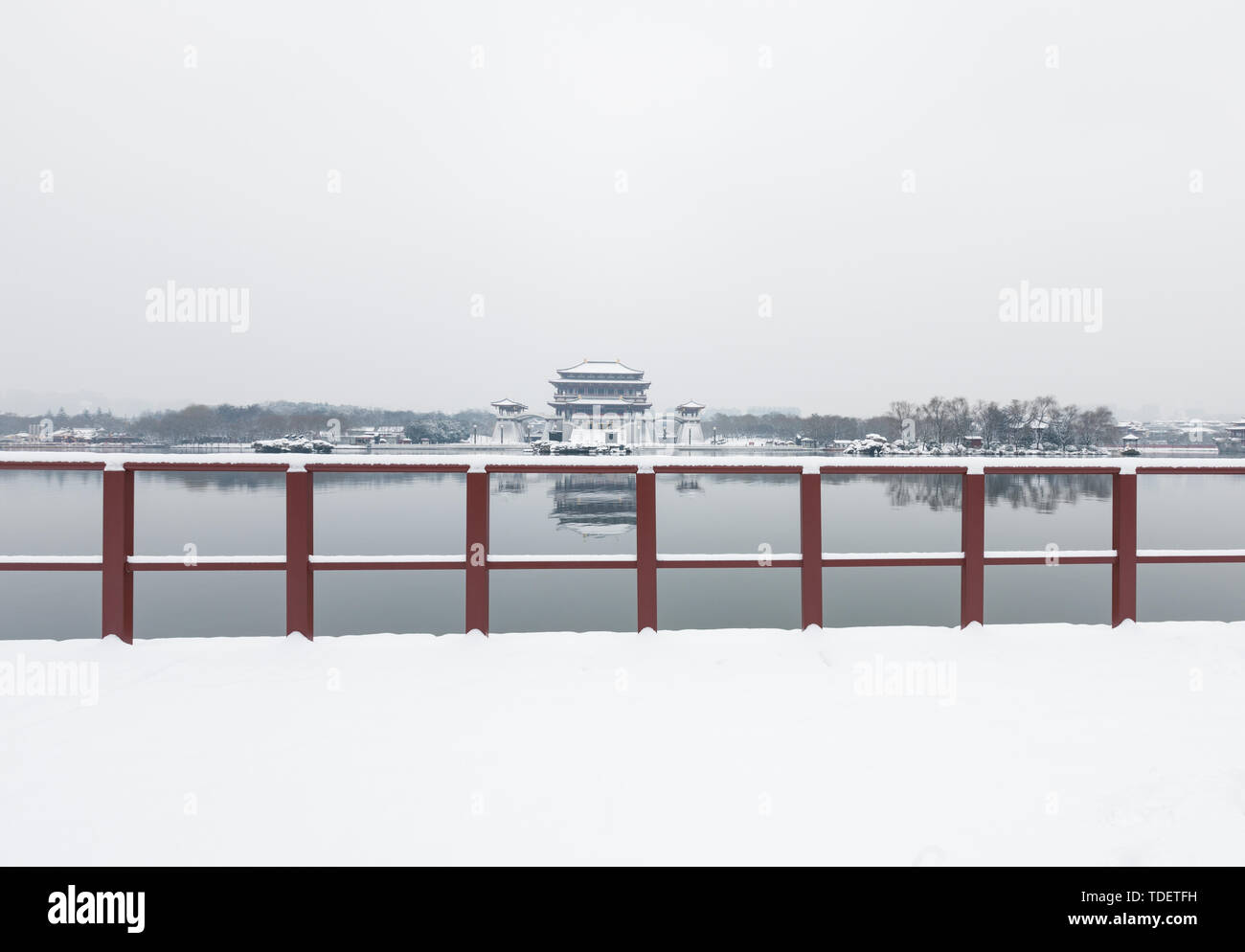 Ancienne ville Xi'an Qujiang Scenic Area Big Wild Goose Pagoda Rainbow Garden City South Lake Scenery Banque D'Images