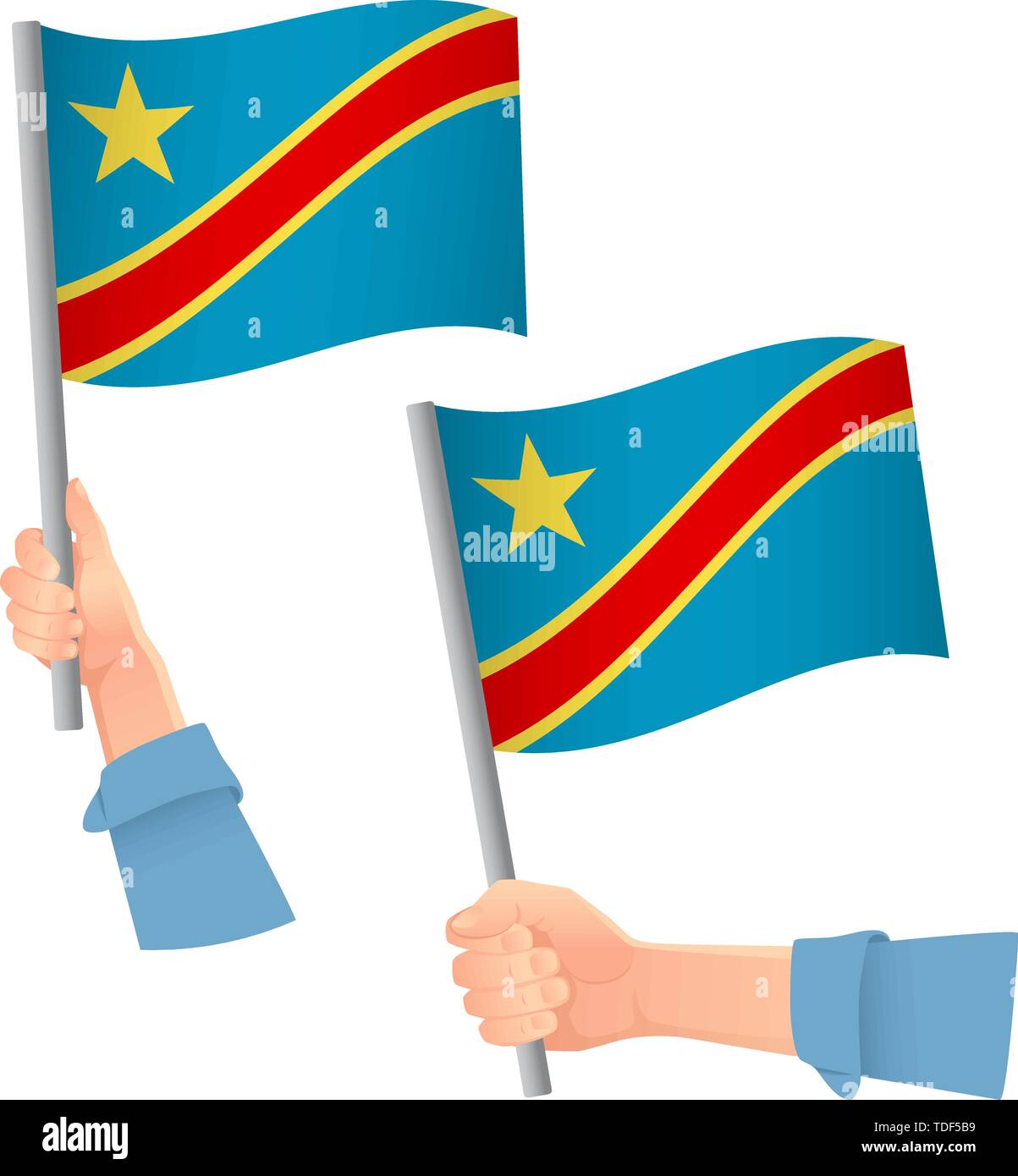 République démocratique du Congo drapeau dans la main. Contexte patriotique. Drapeau national de la République démocratique du Congo vector illustration Illustration de Vecteur