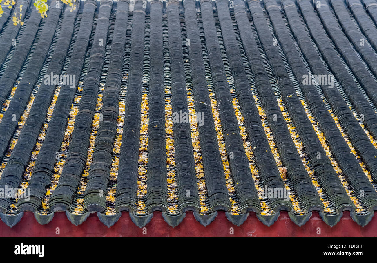 Les avant-toits et toits de Sea Breeze Spa Resort Hotel Temple Building à Suzhou Banque D'Images