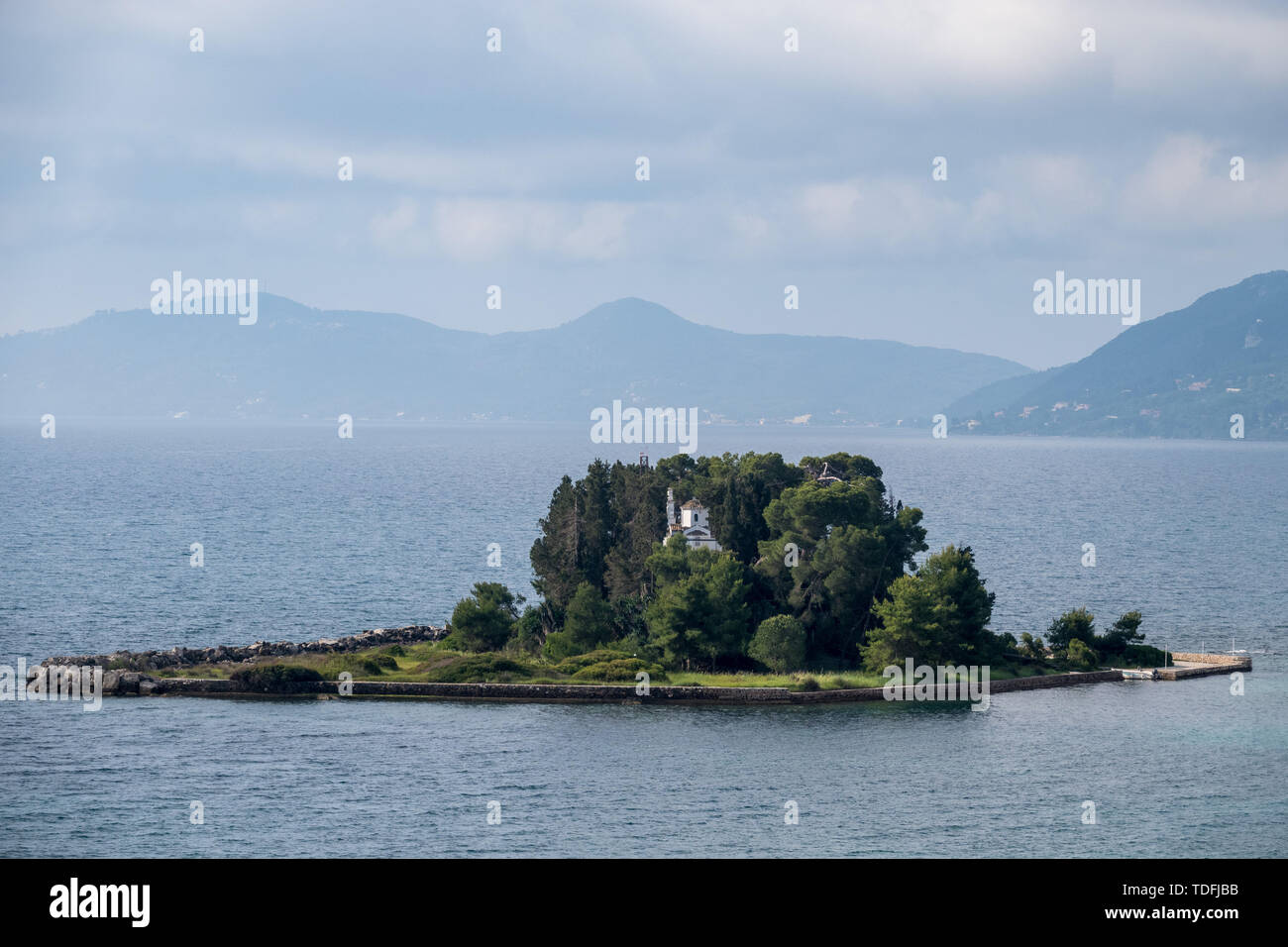 L'île de la souris près de l'aéroport sur l'île de Corfou Banque D'Images