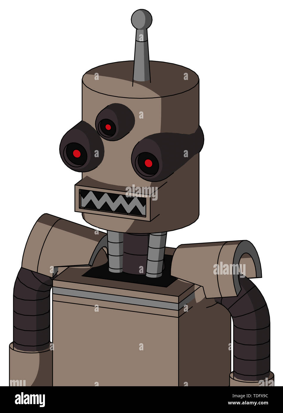 Gris style portrait robot avec culasse et bouche carrés et trois yeux et  une antenne simple Photo Stock - Alamy