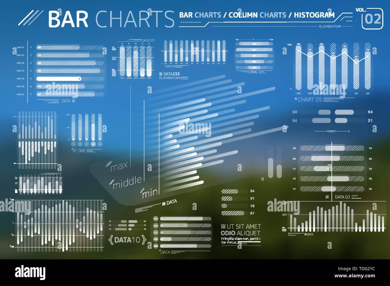 Graphiques à colonnes et des histogrammes Éléments infographique Illustration de Vecteur