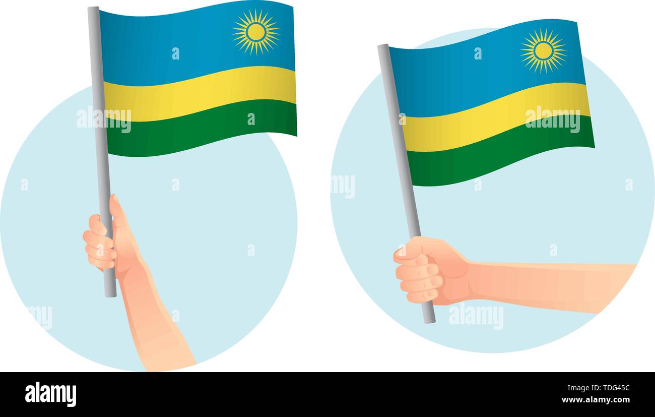 Le Rwanda drapeau dans la main. Contexte patriotique. Drapeau national du Rwanda vector illustration Illustration de Vecteur
