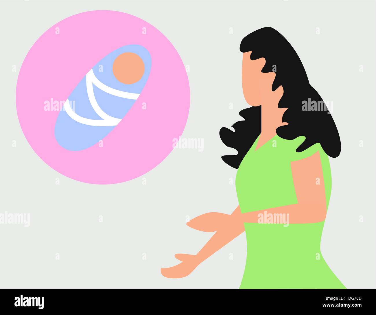 Une femme rêve d'un enfant. Rêve de Femme enceinte de son bébé Illustration de Vecteur