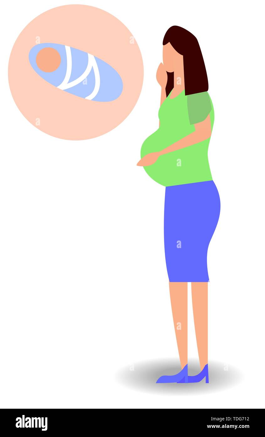 Une femme rêve d'un enfant. Rêve de Femme enceinte de son bébé Illustration de Vecteur