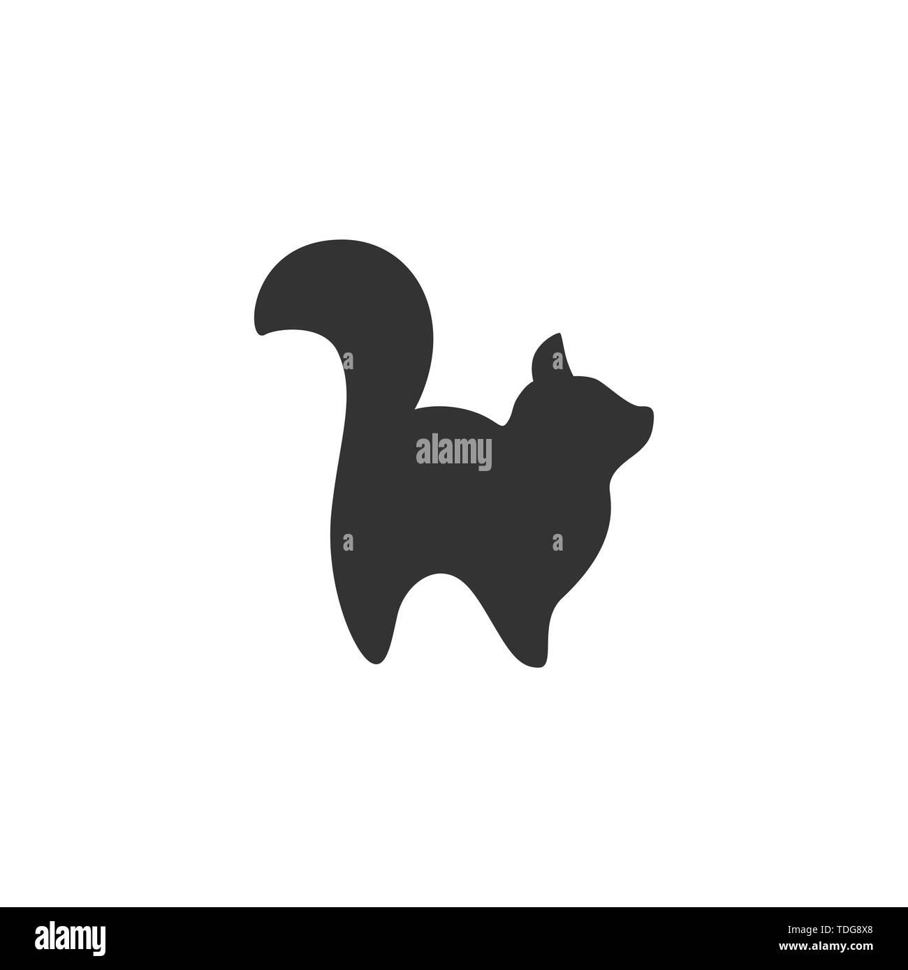 L'icône de chat noir isolé sur blanc. Cartoon illustration Illustration de Vecteur