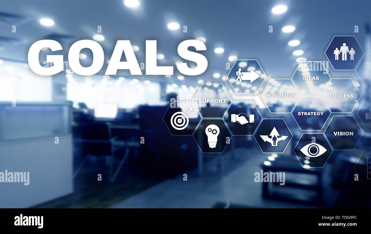 Objectifs Cible réalisation des attentes Concept graphique. Développement d'affaires à succès et croissance croissance Banque D'Images