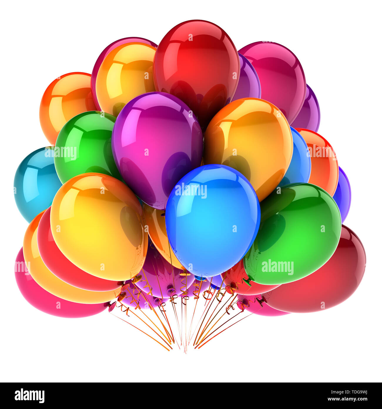 Ballons Rouge Rose, Décoration De Carnaval D'anniversaire De Fête. Bouquet  De Ballon D'hélium Brillant. Vacances, Anniversaire, Élément De Conception  De Carte De Voeux De Célébration. Illustration 3D, Isolée Sur Fond Noir.  Banque