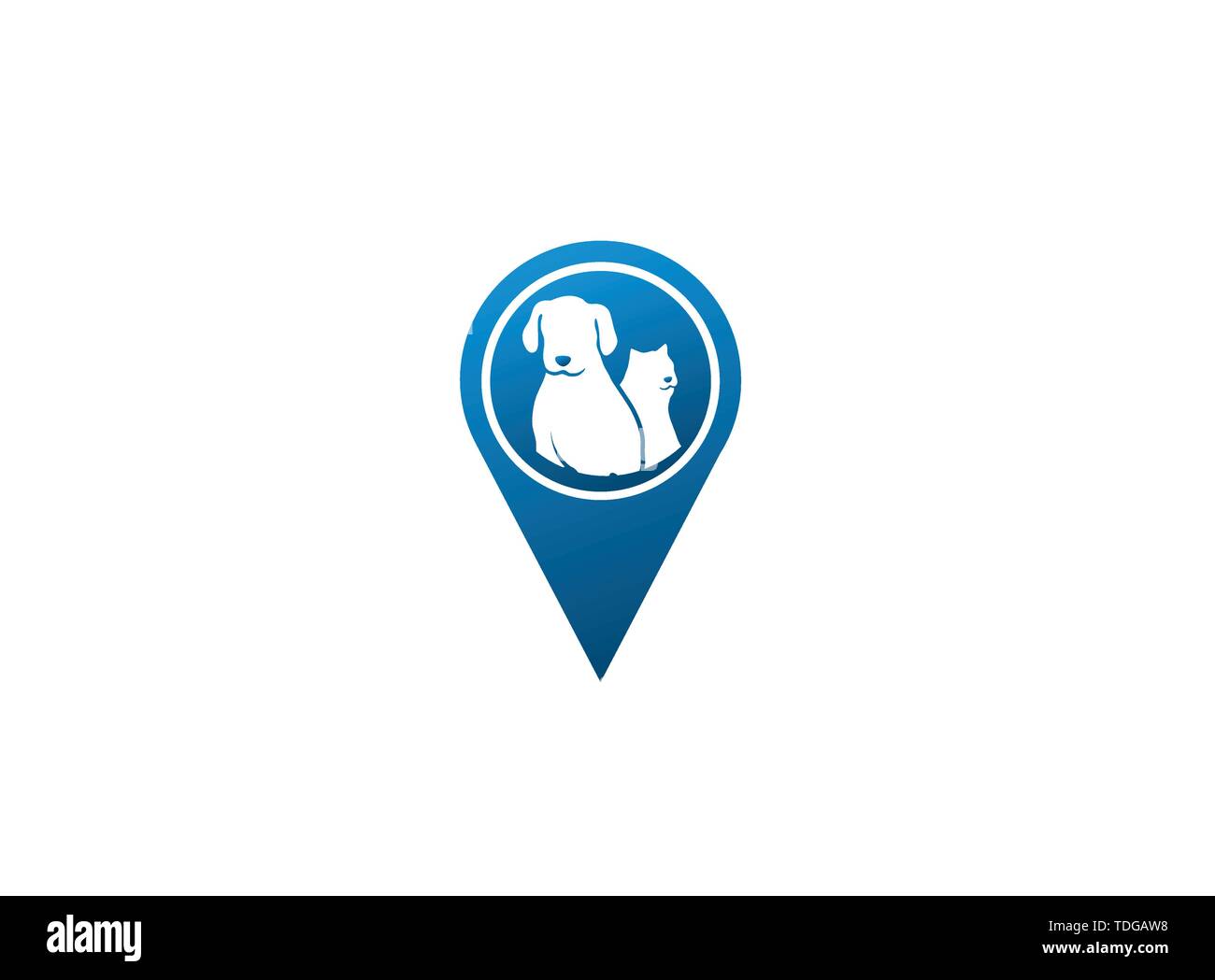 À côté d'un chien chat Pet friendly family logo design illustration dans une icône de forme Illustration de Vecteur