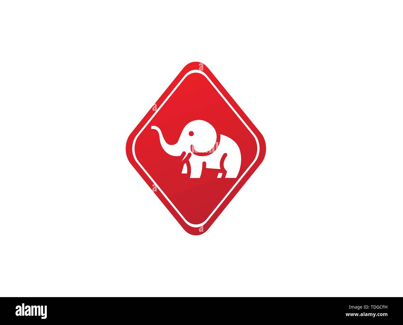 L'éléphant mignon avec le flexible de cornes et vecteur conception de logo en forme Illustration de Vecteur