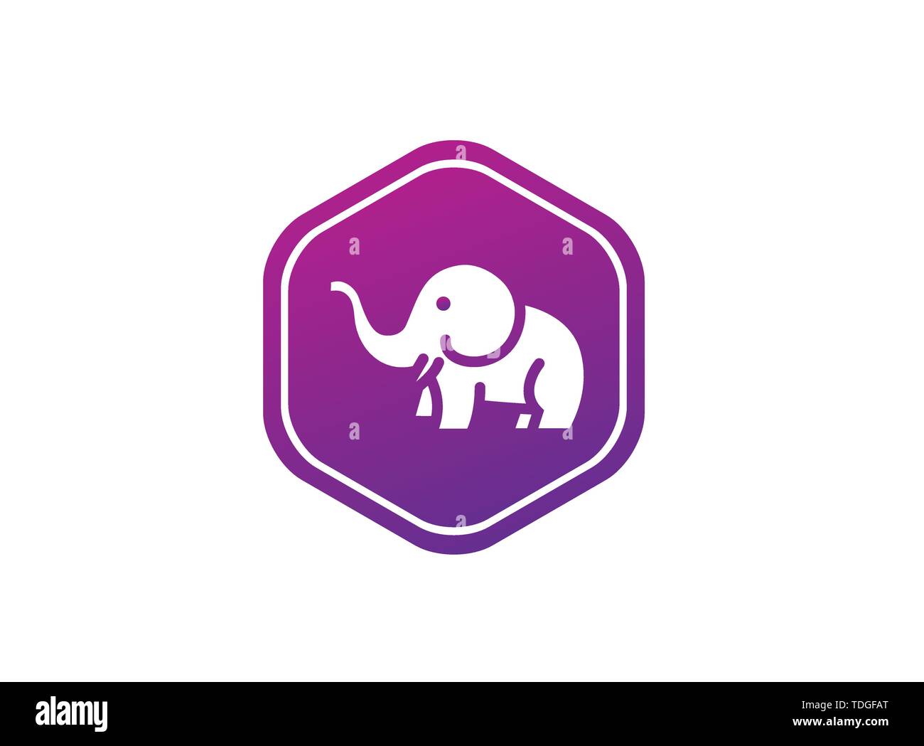 L'éléphant mignon avec le flexible de cornes et vecteur conception de logo en forme Illustration de Vecteur