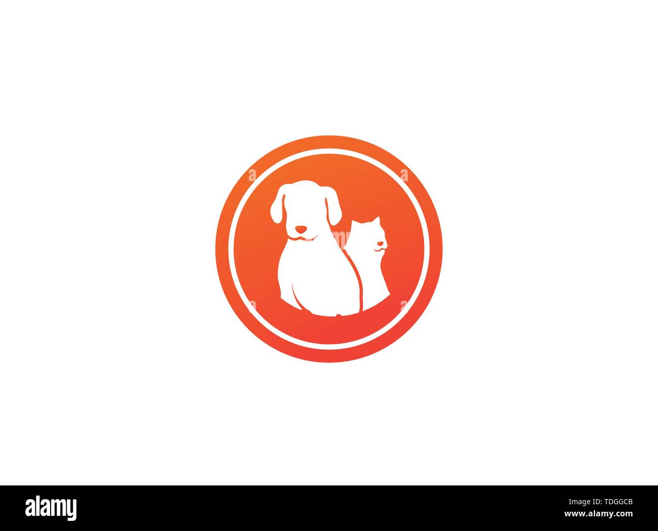 À côté d'un chien chat Pet friendly family logo design illustration dans une icône de forme Illustration de Vecteur