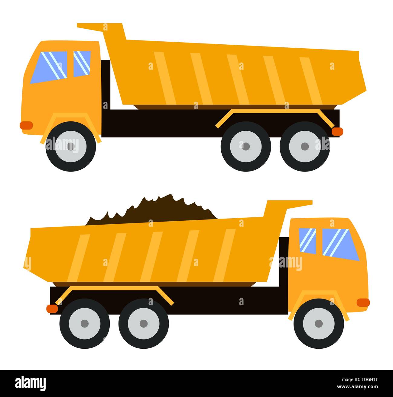 Camion benne basculante. Dump Truck. Style cartoon, illustration enfantine, jouet Illustration de Vecteur