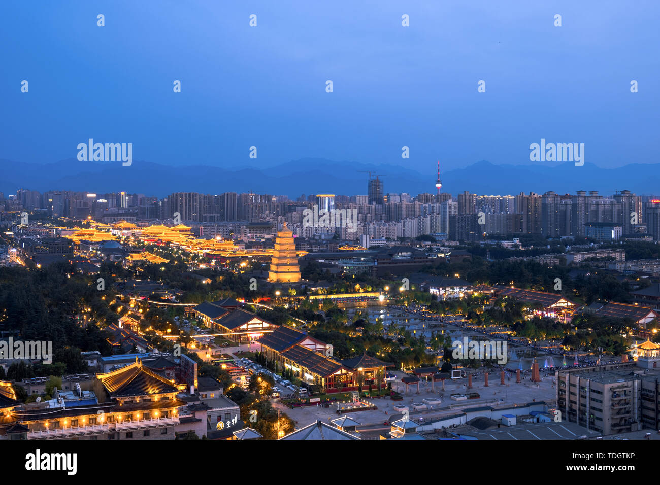 Xi'an 2018 Année Plus La Chine, la Grande Pagode de l'Oie Sauvage, Datang nuit City, New Chinatown Banque D'Images