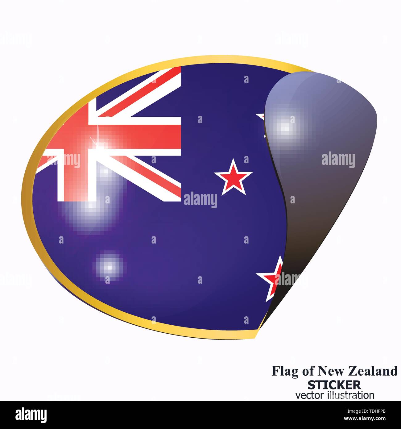 Faites en Nouvelle-Zélande autocollant. Bannière avec drapeau de la Nouvelle-Zélande. Illustration avec des drapeaux colorés pour la conception web. Vector Illustration avec fond blanc. Illustration de Vecteur