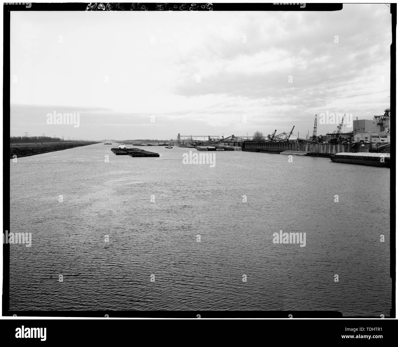 Vue globale de la CHAÎNE DES ROCHERS, CANAL DU NORD (EN AMONT) - Upper Mississippi River 9 pieds, projet de Canal 27 Écluse et barrage, ville de granit, Comté de Madison, IL ; U.S. Army Corps of Engineers Banque D'Images