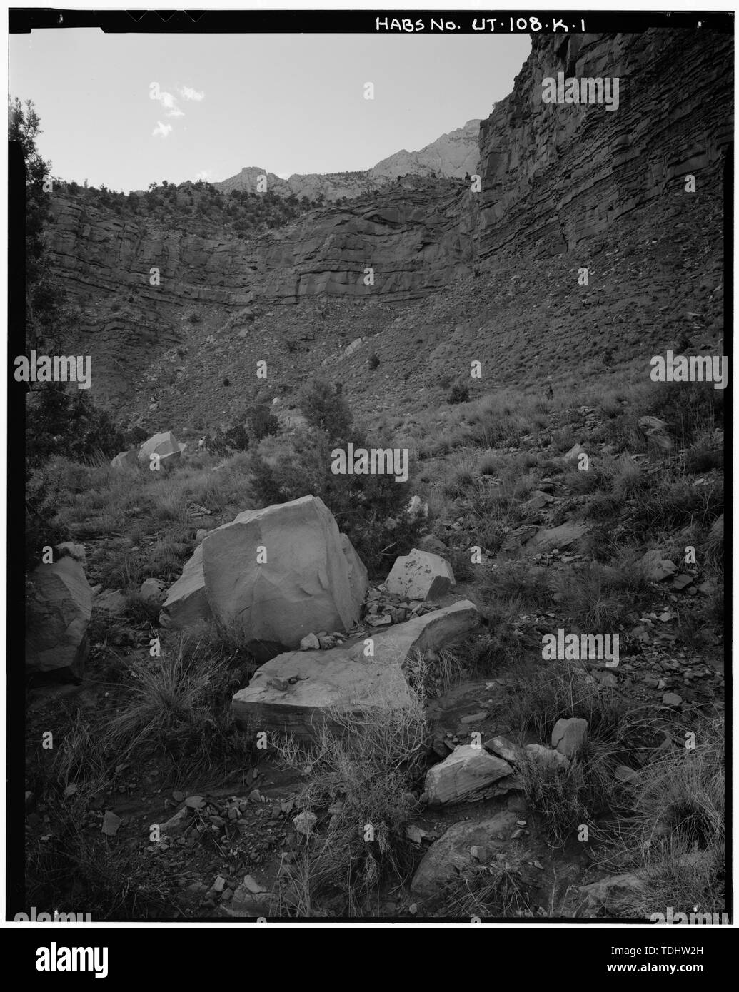 Vue générale de la carrière ; VUE DE L'OUEST - Zion National Park, carrière de pierres, Springdale, comté de Washington, UT ; Langley, Henry Banque D'Images