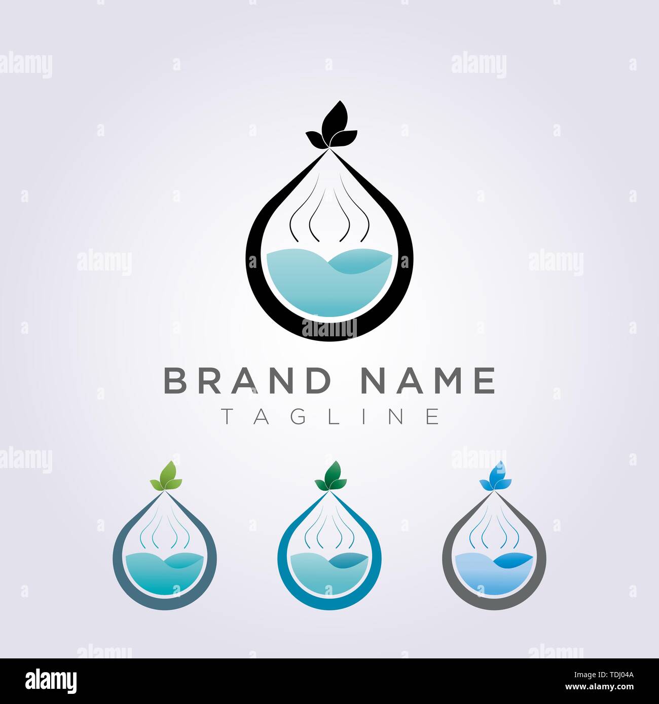 Logo parfum icône concevoir avec des feuilles sur le dessus pour la beauté ou spa. Illustration de Vecteur