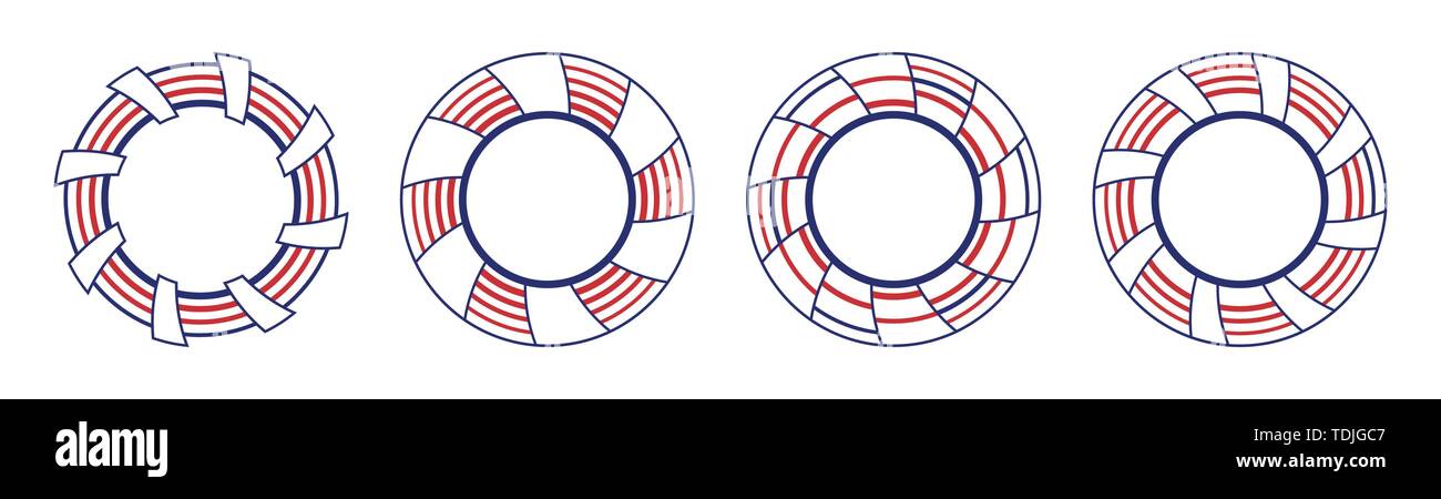 Ensemble de 4 Résumé des ornements circulaire isolé sur fond blanc. Symboles de la géométrie sacrée. Des signes sacrés. Les modèles ronds. Vector illustration couleur. Illustration de Vecteur