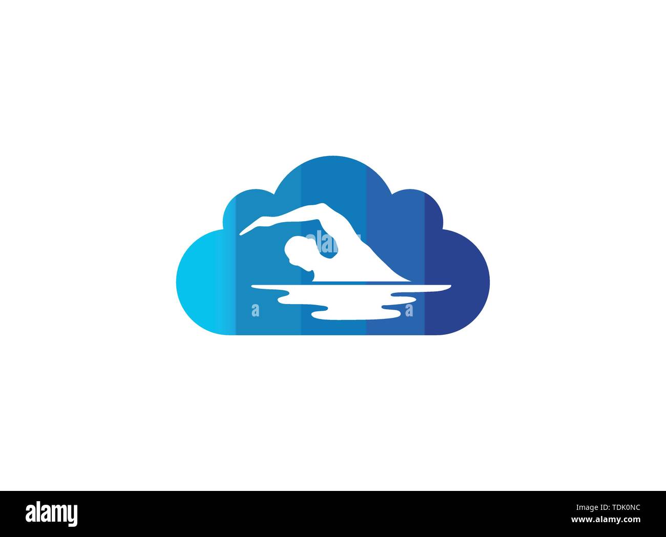 L'athlète de natation dans la piscine de Triathlon logo design illustration dans une icône de forme de nuage Illustration de Vecteur