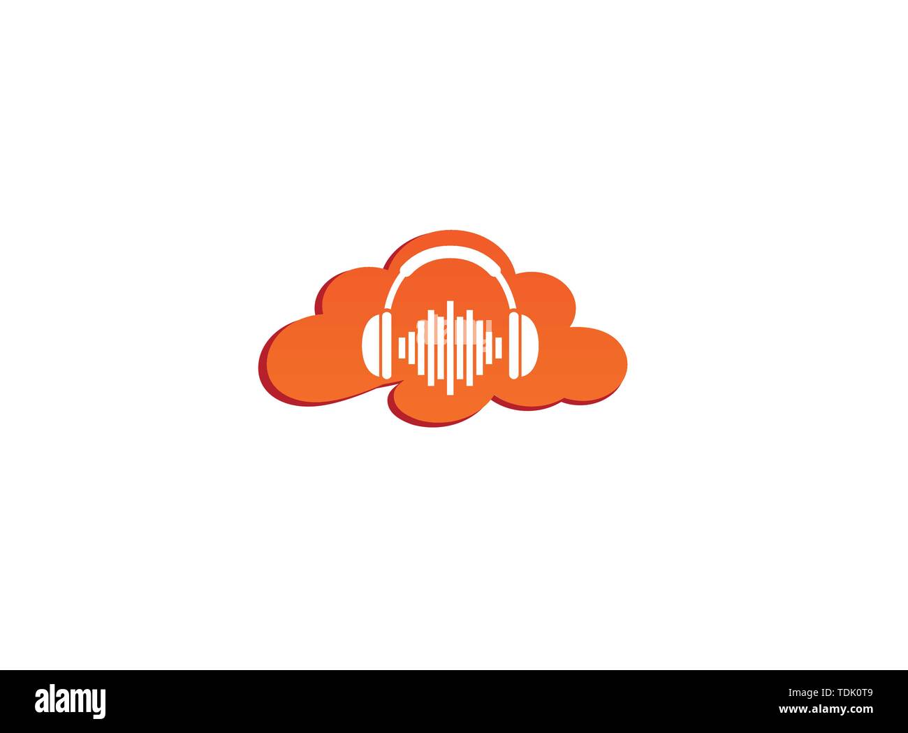 Avec écouteurs, casque beats musique Logo design illustration dans une icône de forme de nuage Illustration de Vecteur