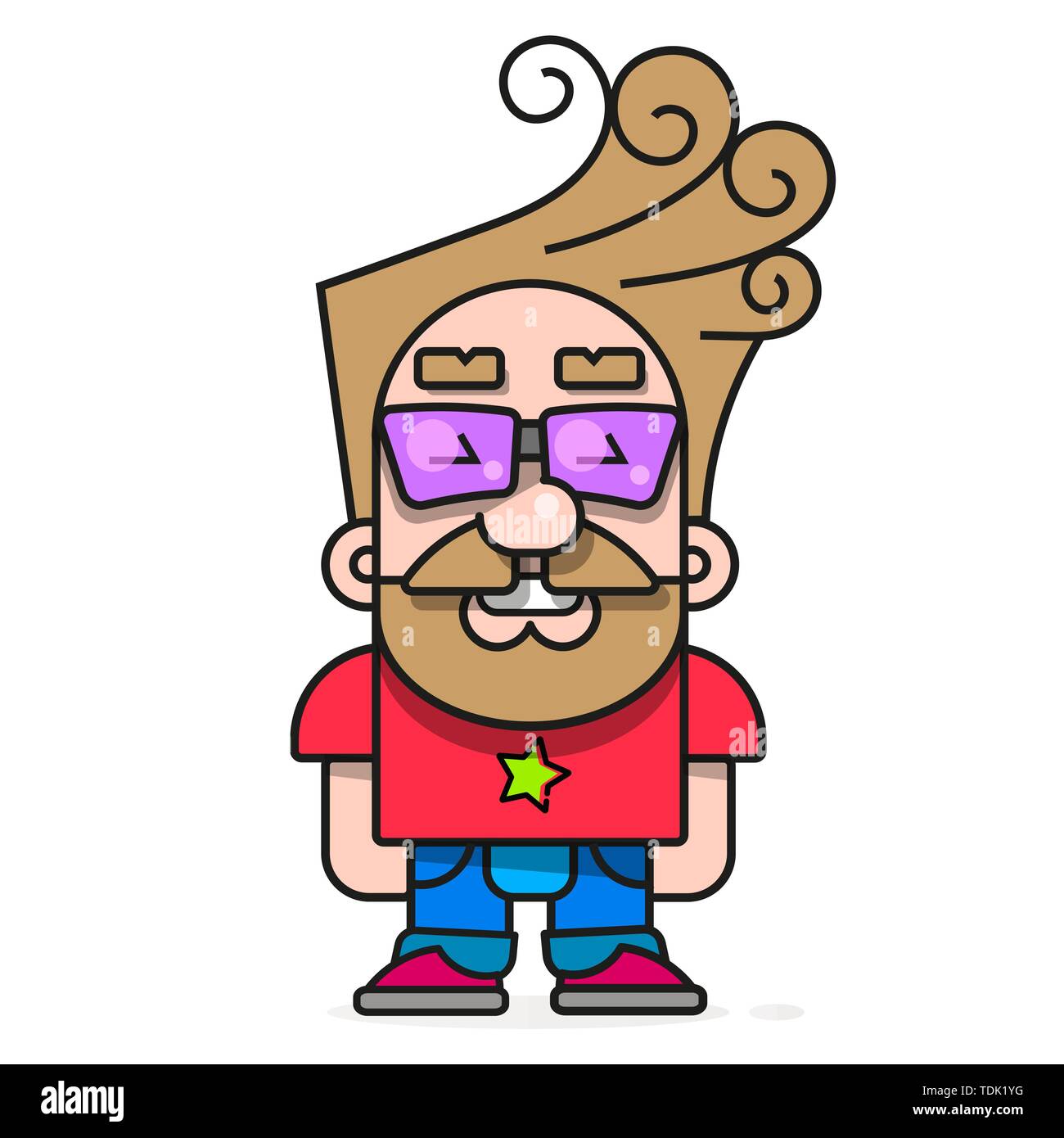 Hipster à la mode avec des lunettes et des cheveux élégant fond d'image pour créer des boutons, des bannières, des graphiques. Illustration de Vecteur