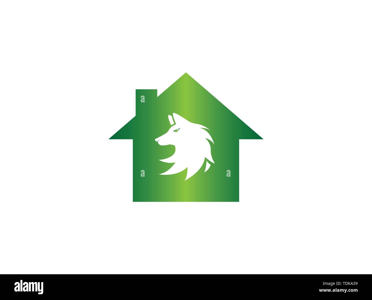 Logo tête de loup face fox illustration design illustration dans une forme d'accueil l'icône maison Illustration de Vecteur