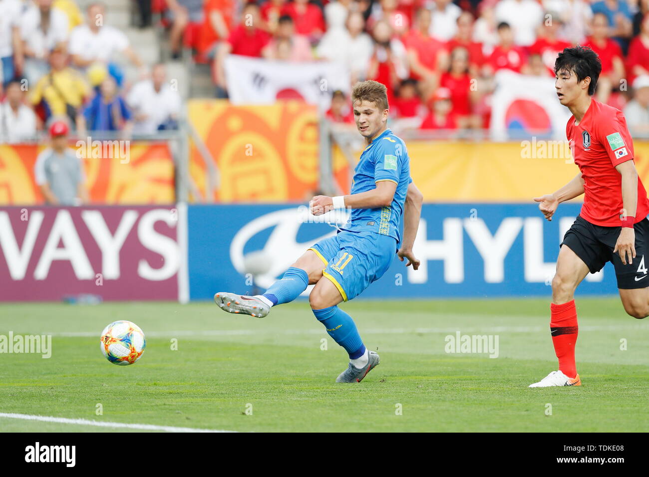 Lodz, Pologne. 15 Juin, 2019. Vladyslav Suproaha (UKR) : Football/soccer Coupe du Monde U-20 DE LA FIFA, Allemagne 2019 dernier match entre l'Ukraine 3-1 Corée Rep au stade de Lodz Lodz, Pologne . Credit : Mutsu KAWAMORI/AFLO/Alamy Live News Banque D'Images