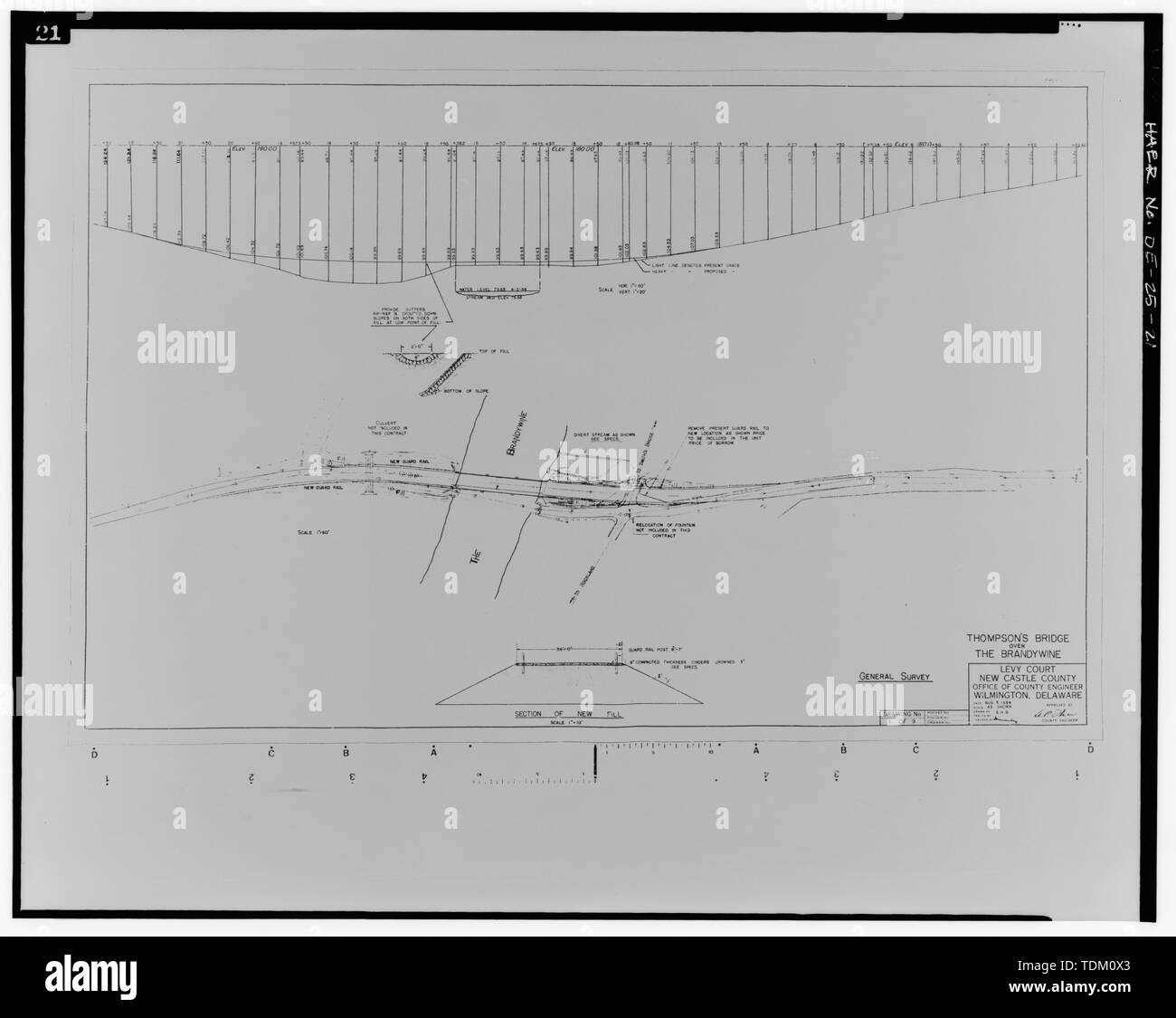 Dessin original, feuille 2 (dessins originaux à l'Ohio Department of Transportation, Dover, de -87 BNC) - Thompson's Bridge, enjambant la rivière Brandywine on Delaware State Route 92, Wilmington, New Castle Comté, DE Banque D'Images