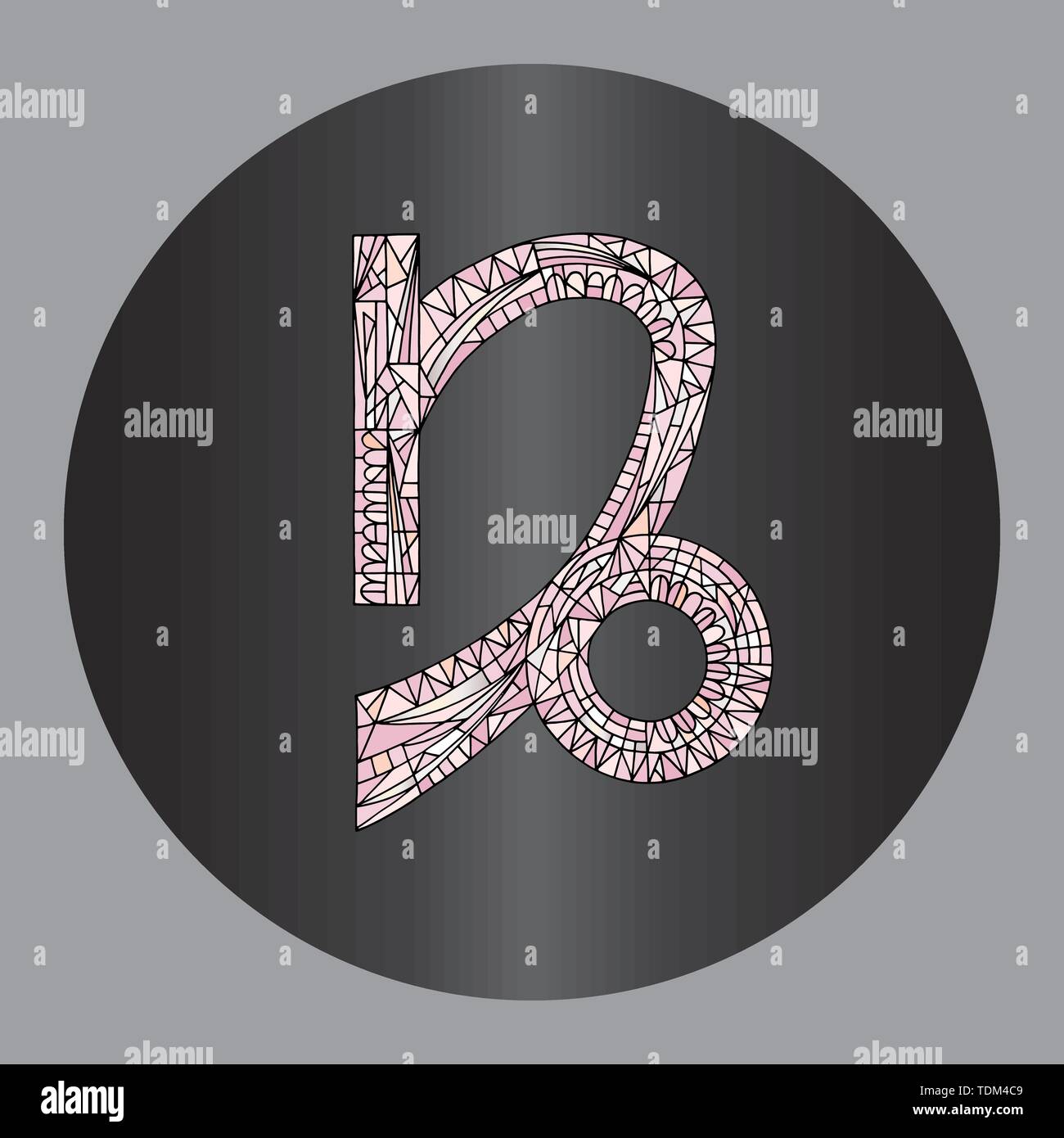 Signe astrologique Capricorne la conception graphique. Horoscope illustrations vectorielles. Dessiné à la main série espace astrologique. Symbole magique coloré en moderne géométrique Illustration de Vecteur