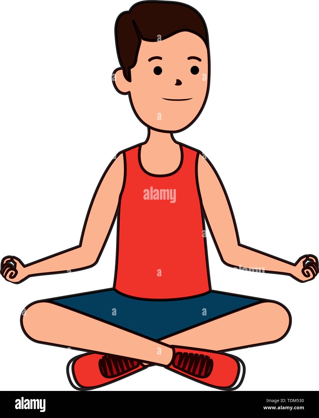 Heureux garçon athlétique pratiquant le yoga Illustration de Vecteur