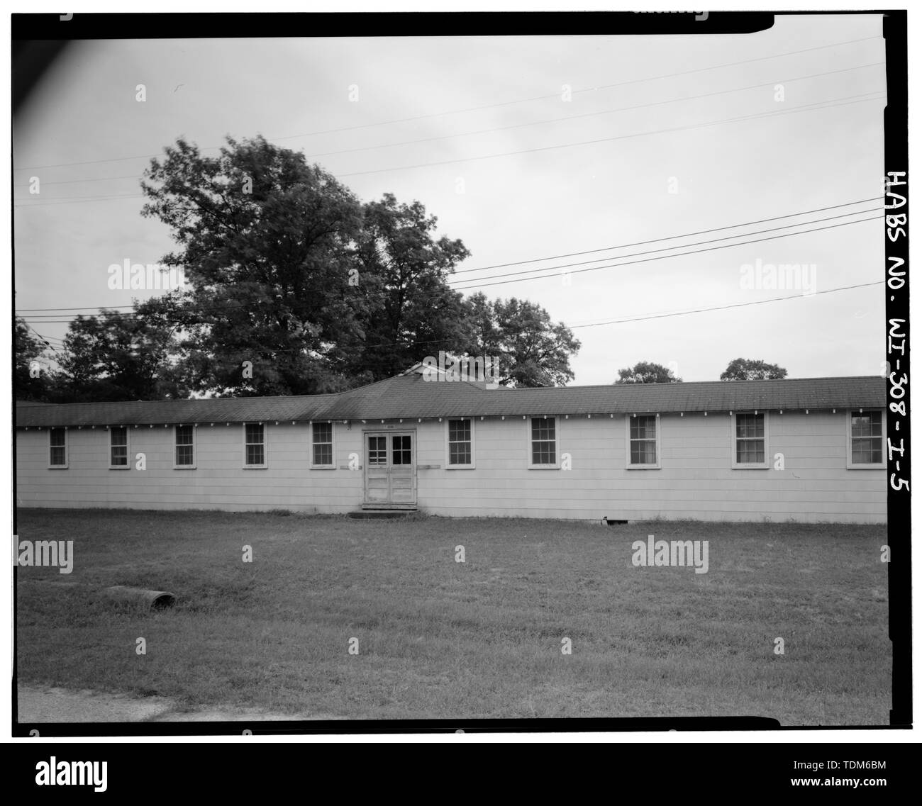 Vue en perspective de la connexion aile - Fort McCoy, le bâtiment T-1046, Sparte, comté de Monroe, WI Banque D'Images