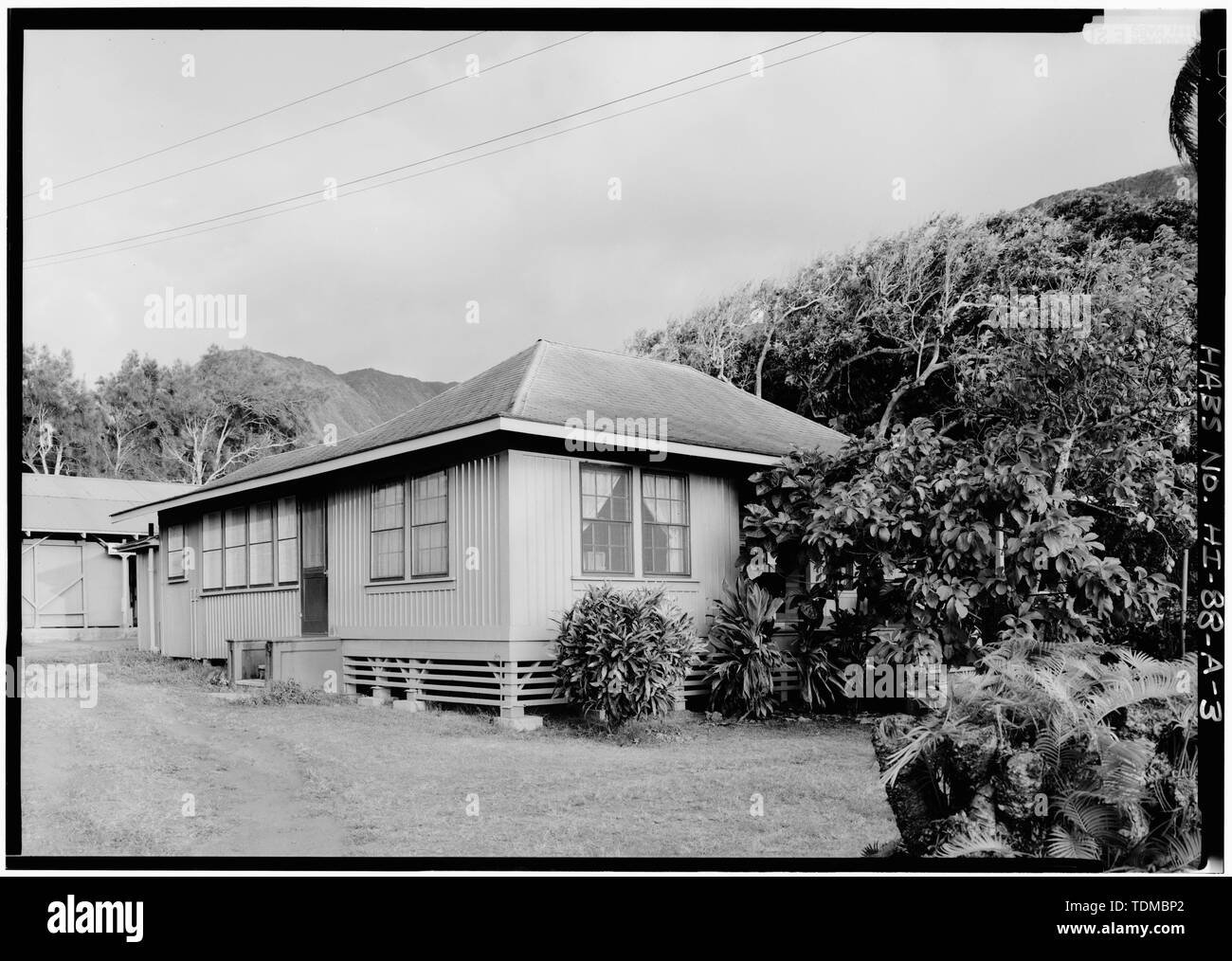 Vue EN PERSPECTIVE DU NORD-OUEST - ligne du personnel, cuisine centrale, l'île de Moloka'i, Kalaupapa, Kalawao Comté, HI Banque D'Images