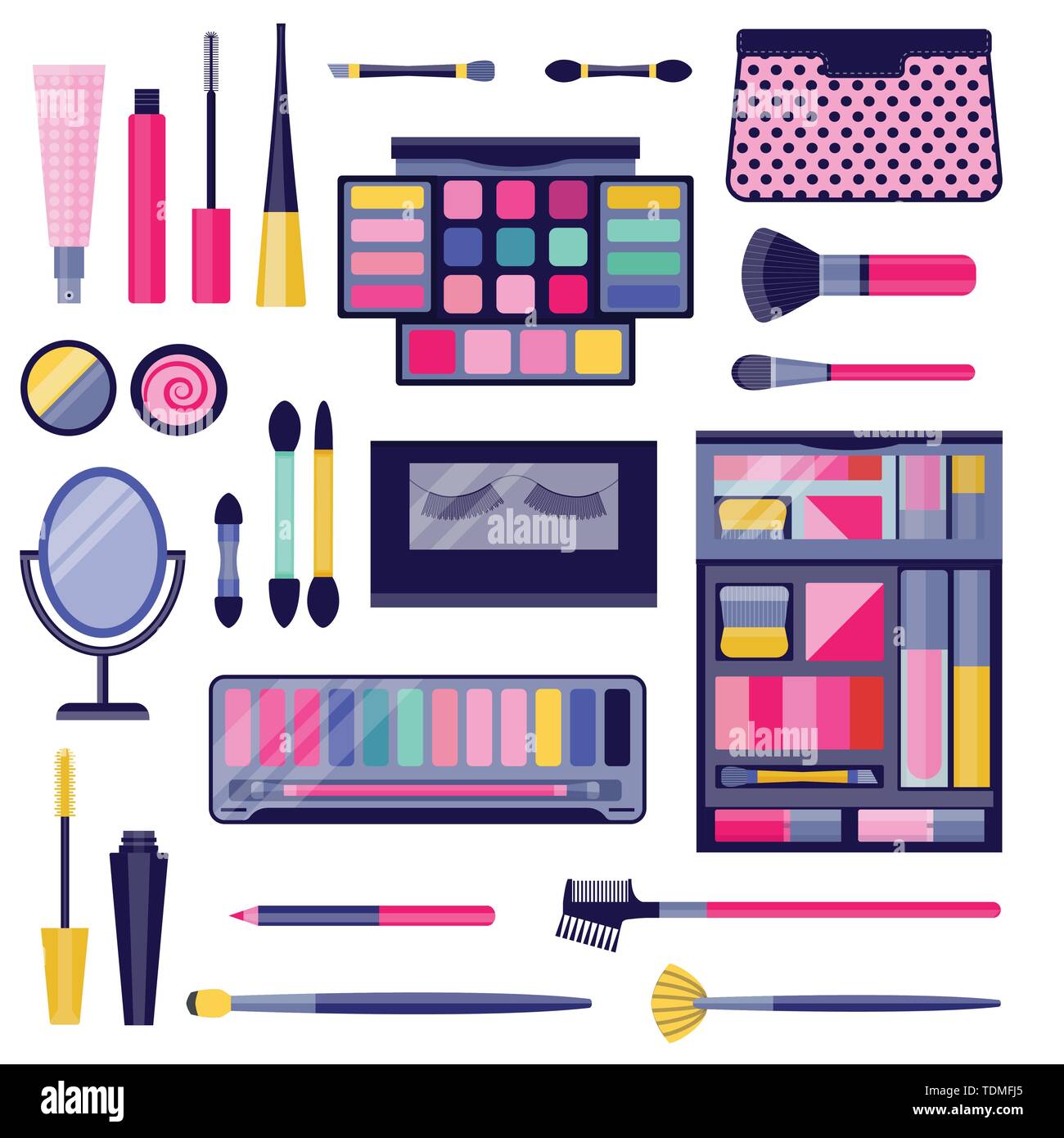 Les femmes Eye Make-up Cosmetic Télévision Icon Set Illustration de Vecteur