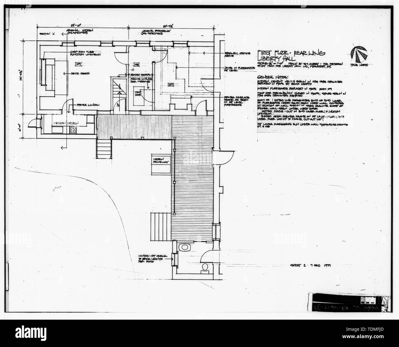 Photocopie de dessin, AILE ARRIÈRE, PREMIER ÉTAGE - Liberty Hall, principales rues et Wilkinson, Francfort, Comté de Franklin, KY ; Jefferson, Thomas ; Brown, John ; Brown, Mason Banque D'Images