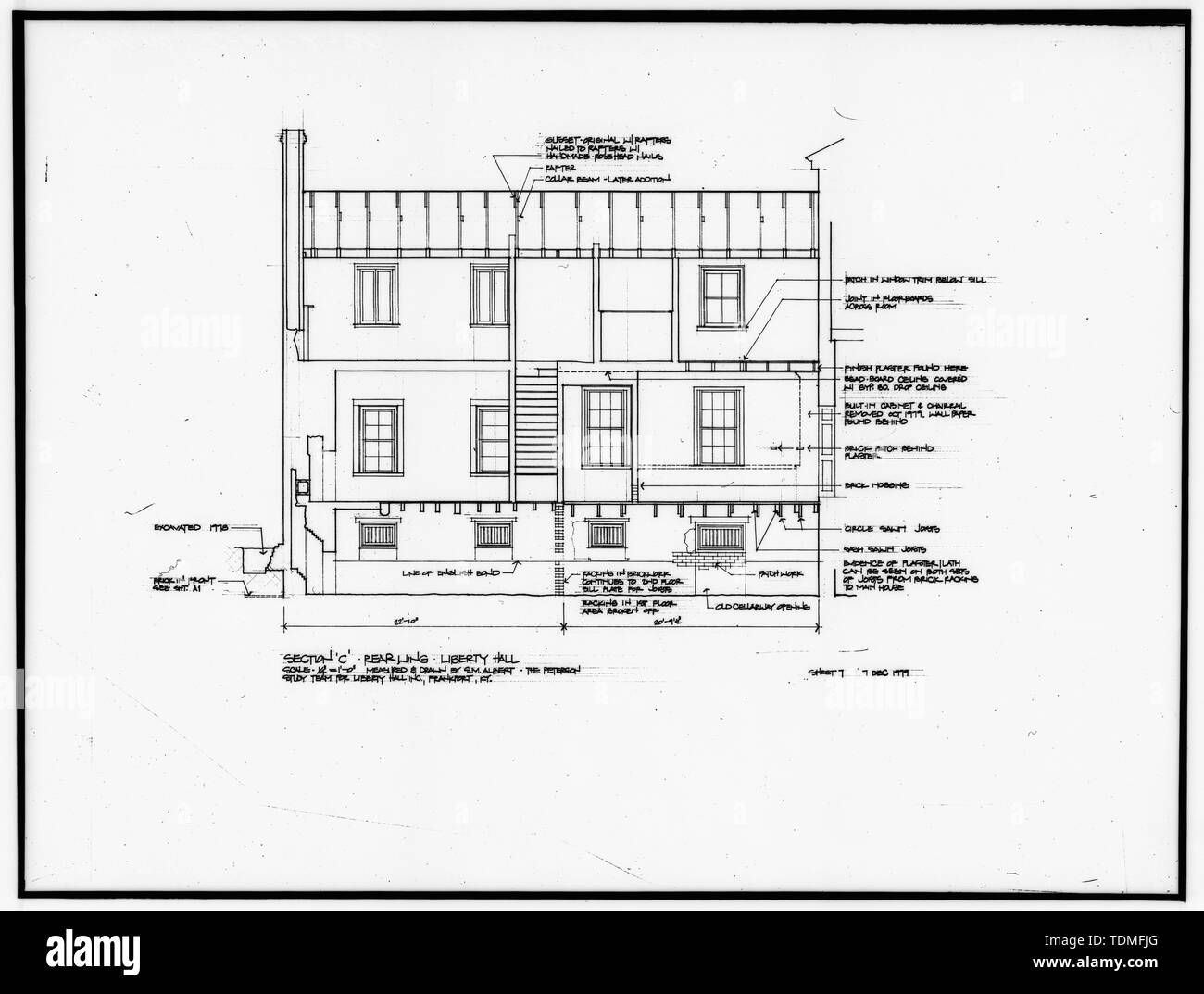 Photocopie de dessin, AILE ARRIÈRE, SECTION C - Liberty Hall, principales rues et Wilkinson, Francfort, Comté de Franklin, KY ; Jefferson, Thomas ; Brown, John ; Brown, Mason Banque D'Images