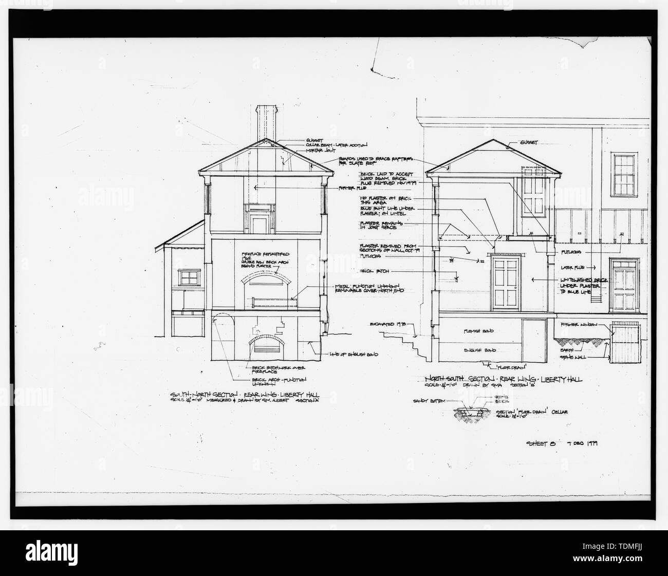 Photocopie de dessin, AILE ARRIÈRE, section sud-nord - Liberty Hall, principales rues et Wilkinson, Francfort, Comté de Franklin, KY ; Jefferson, Thomas ; Brown, John ; Brown, Mason Banque D'Images