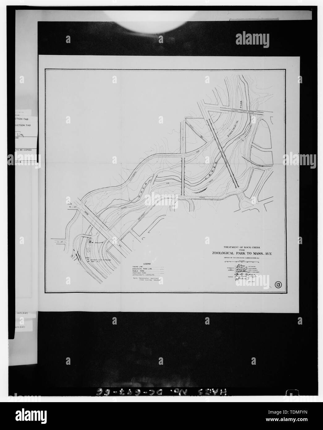 Photocopie DE LA CARTE DE TRAITEMENT PROPOSÉ DE MASSACHUSETTS AVENUE POUR LE PARC Zoologique, À PARTIR DE 1908 RAPPORT - Rock Creek et Potomac Parkway, Washington, District of Columbia, DC Banque D'Images