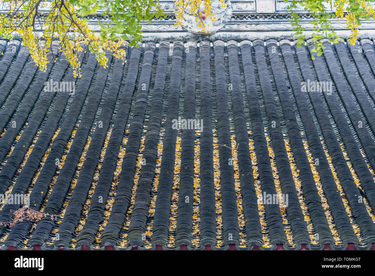 Les avant-toits et toits de Sea Breeze Spa Resort Hotel Temple Building à Suzhou Banque D'Images