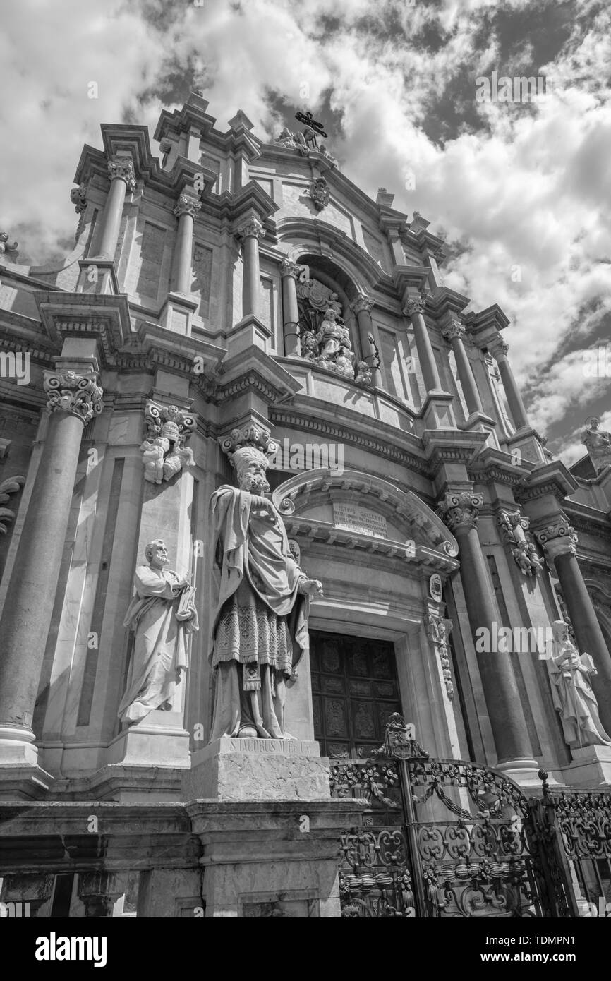 Catania - Le portail baroque de la Basilique di Sant'Agata. Banque D'Images