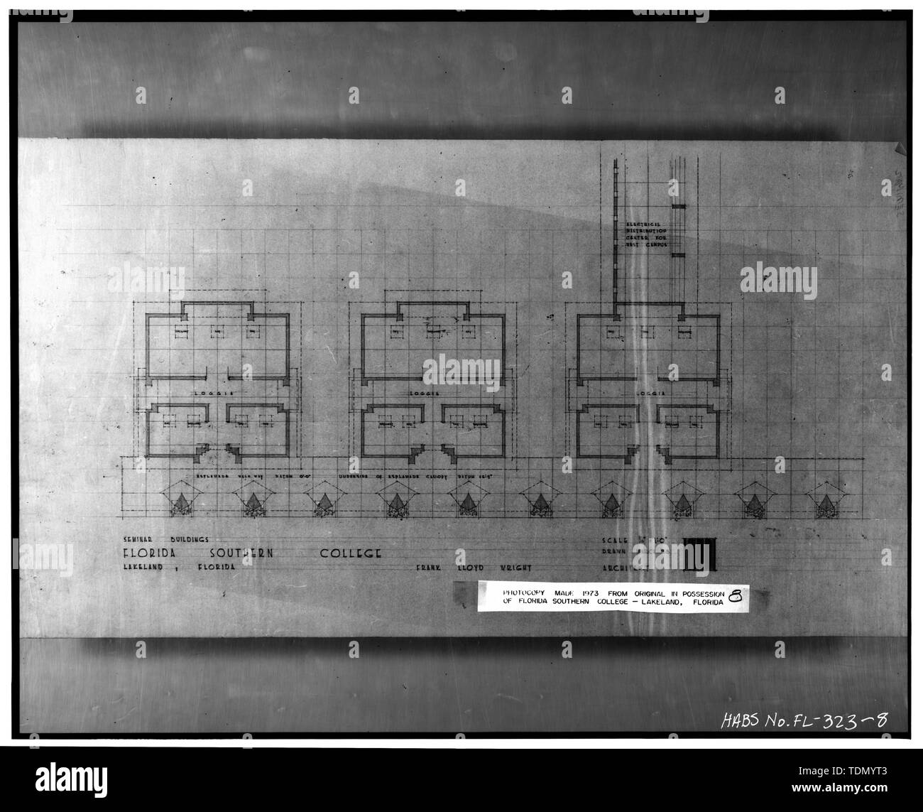 PLAN DU SÉMINAIRE DE TROIS BÂTIMENTS, MONTRANT LEUR RELATION À L'AUTRE - Florida Southern College, McDonald et Johnson Avenues, Lakeland, Polk County, FL Banque D'Images