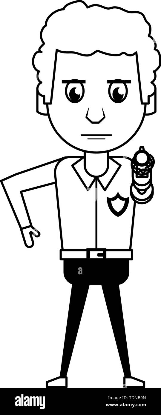 Travail policier avatar personnage en noir et blanc Illustration de Vecteur