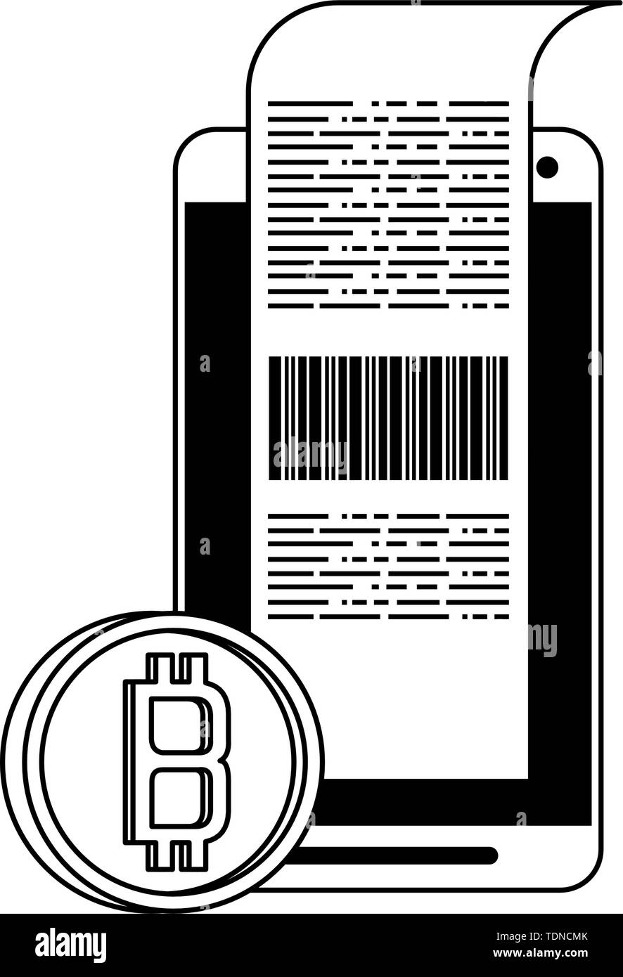 Les symboles de l'argent numérique cryptocurrency Bitcoin en noir et blanc Illustration de Vecteur