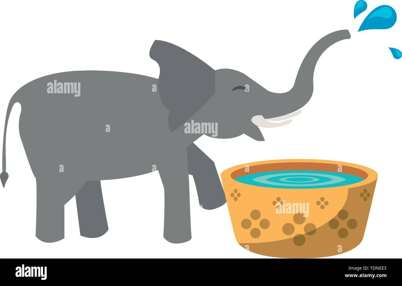 Pot de l'eau potable éléphant cartoon Illustration de Vecteur